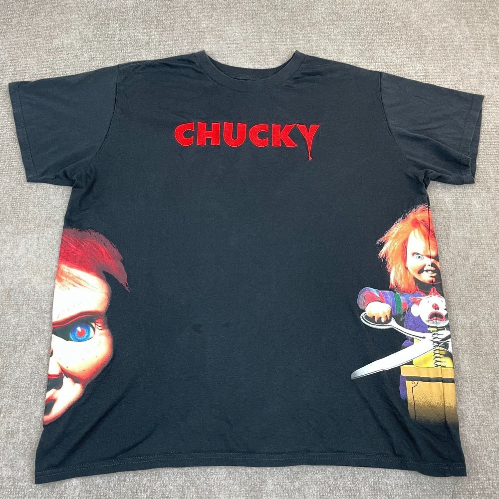 Child's Play T-Shirt Men's 3XL Black Chucky Graphic Print Short Sleeve Crew Neck
